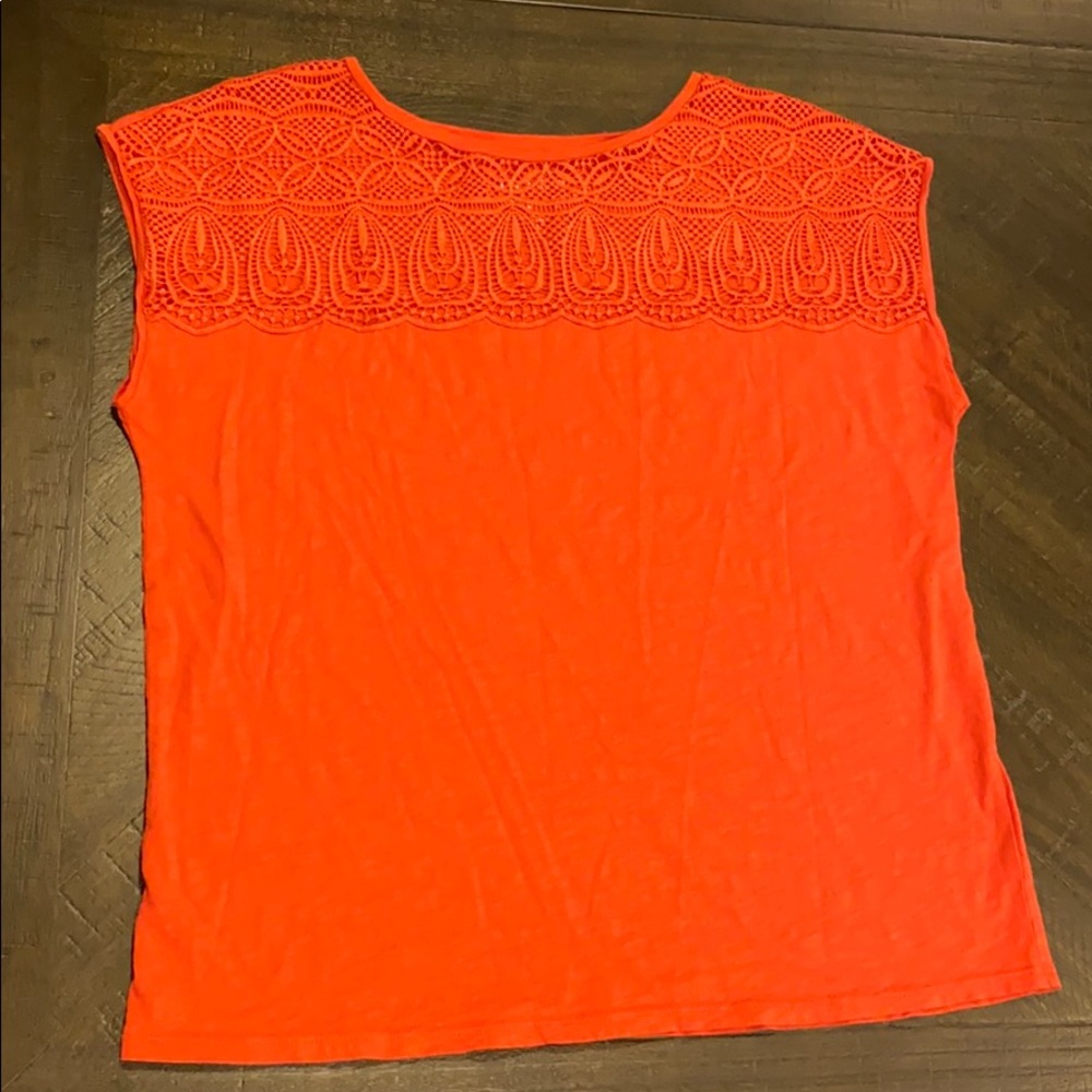 Loft Burnt Orange Lace Detail Sleeveless Top - Picture 2 of 8